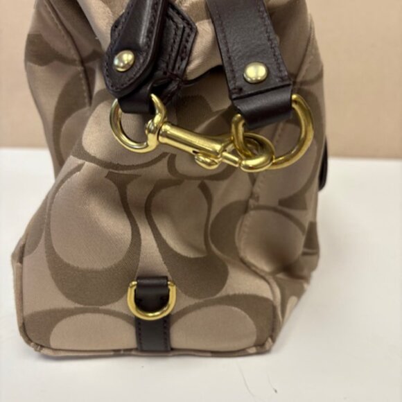 COACH CAMPBELL SIGNATURE C Light Brown W/LEATHER TRIM HANDBAG J1305-F25292 - Picture 4 of 8